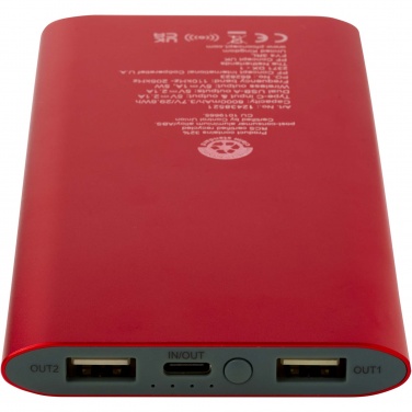 Logo trade promotional merchandise picture of: Juice 8000 mAh Type-C recycled aluminium wireless power bank