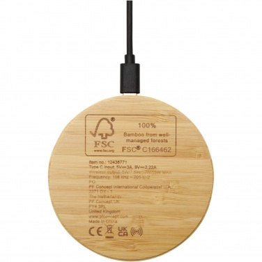 Logotrade promotional gift picture of: Essence 15W bamboo wireless charging pad