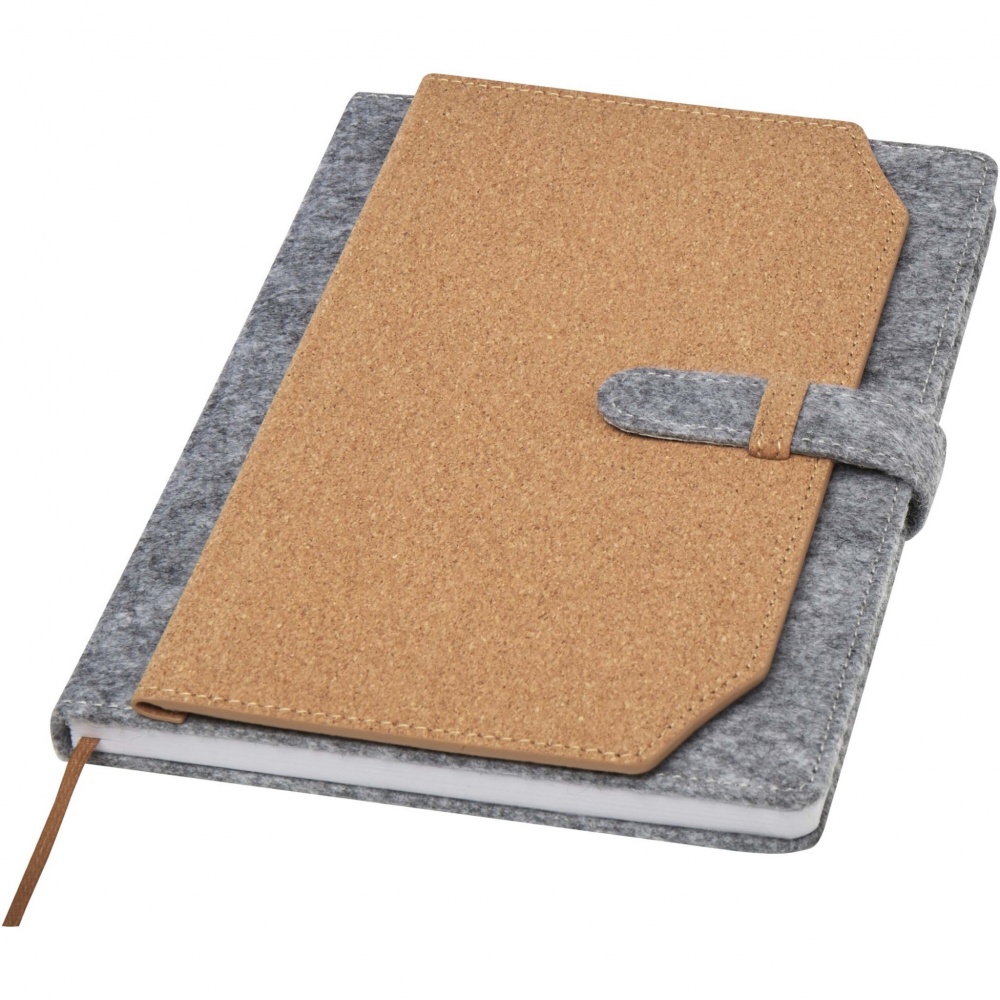 Logo trade promotional gifts image of: Viviana A5 recycled felt and cork notebook