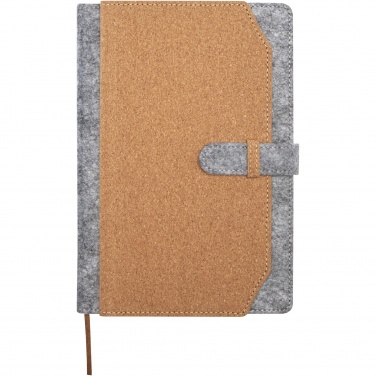 Logotrade promotional product image of: Viviana A5 recycled felt and cork notebook
