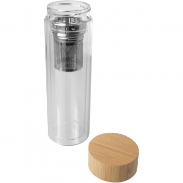 Logotrade promotional product picture of: Bailey 400 ml borsilicate glass infuser bottle with bamboo lid