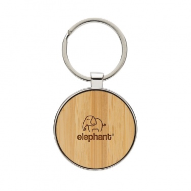 Logo trade promotional gift photo of: RCS recycled zinc alloy round keychain with bamboo