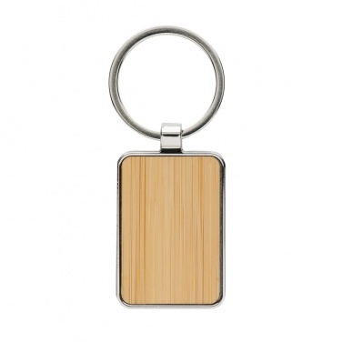 Logo trade advertising product photo of: RCS recycled zinc alloy rectangle keychain with bamboo