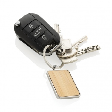 Logotrade advertising product image of: RCS recycled zinc alloy rectangle keychain with bamboo