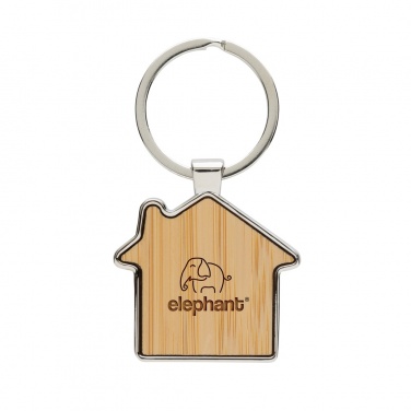 Logo trade advertising products picture of: RCS recycled zinc alloy house keychain with bamboo