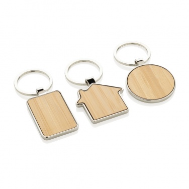 Logo trade promotional merchandise image of: RCS recycled zinc alloy house keychain with bamboo