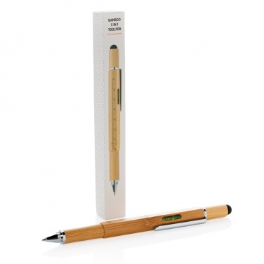Logo trade business gifts image of: Bamboo 5-in-1 toolpen