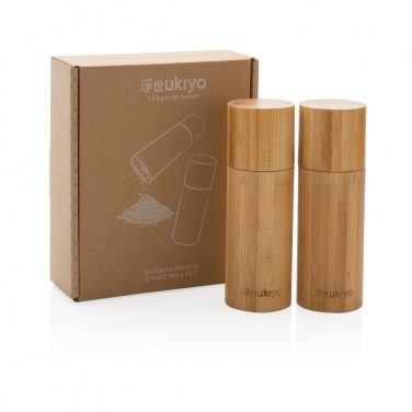 Logo trade promotional merchandise picture of: Ukiyo bamboo salt and pepper mill set