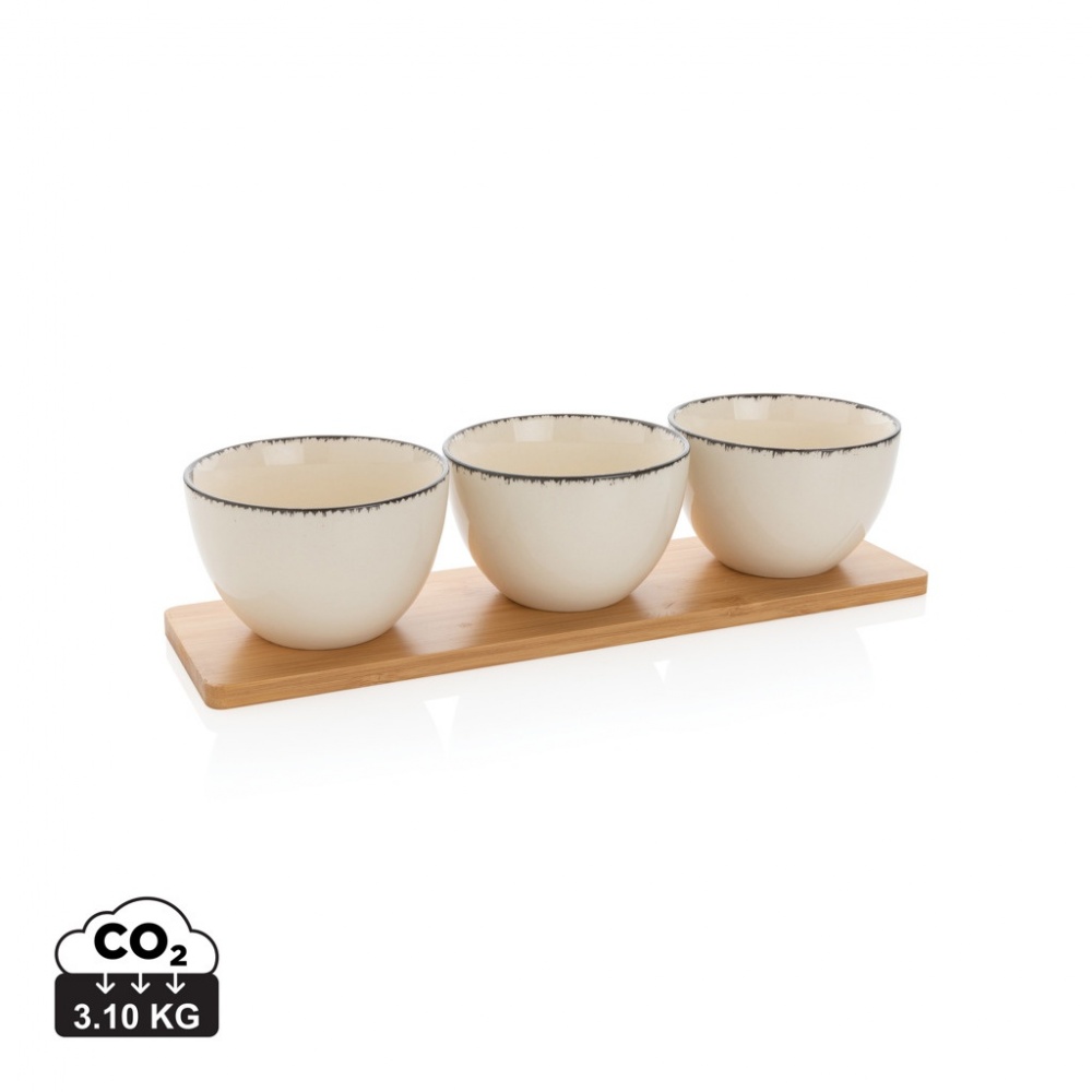Logotrade promotional merchandise image of: Ukiyo 3pc serving bowl set with bamboo tray
