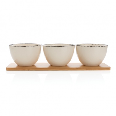 Logo trade promotional items image of: Ukiyo 3pc serving bowl set with bamboo tray