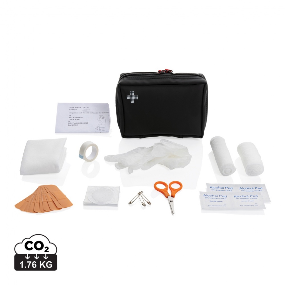 Logo trade business gift photo of: RCS recycled nubuck PU pouch  first aid set