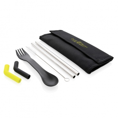 Logo trade advertising product photo of: Tierra 2pcs straw and cutlery set in pouch