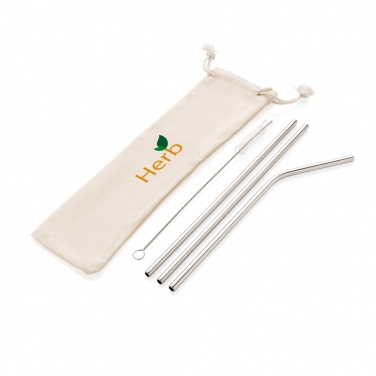 Logo trade promotional product photo of: Reusable stainless steel 3 pcs straw set