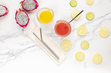 Logo trade promotional merchandise photo of: Reusable stainless steel 3 pcs straw set