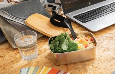 Logo trade advertising products picture of: Stainless steel lunchbox with bamboo lid and spork