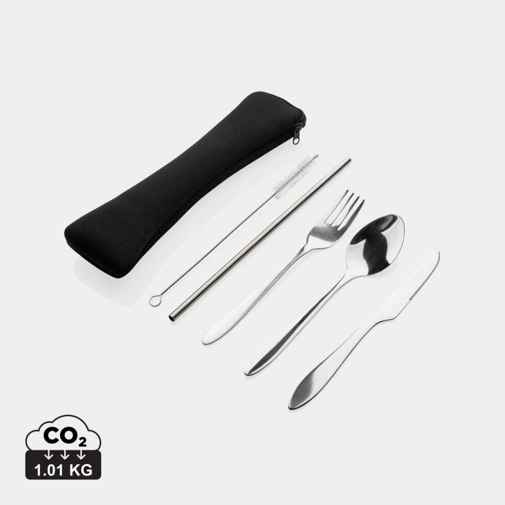 Logo trade promotional gifts picture of: 4 PCS stainless steel re-usable cutlery set