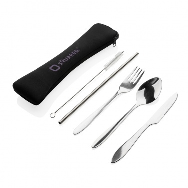 Logo trade promotional merchandise image of: 4 PCS stainless steel re-usable cutlery set