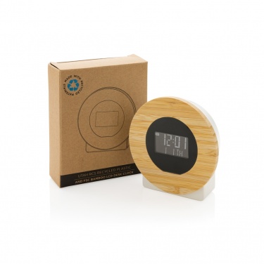 Logo trade promotional giveaways picture of: Utah RCS rplastic and bamboo LCD desk clock