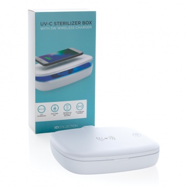 Logo trade business gifts image of: UV-C steriliser box with 5W wireless charger