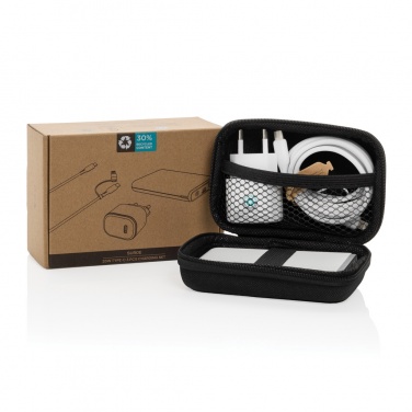 Logo trade advertising products image of: Surge RCS recyled PET 20W type C 3 pcs charging set