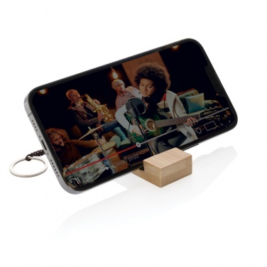Logo trade business gift photo of: Standkey bamboo keychain phone stand