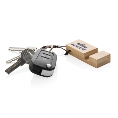 Logotrade promotional gift image of: Standkey bamboo keychain phone stand