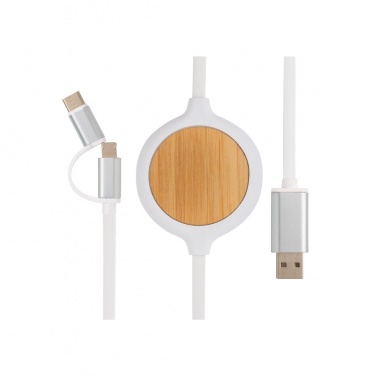 Logotrade advertising product image of: 3-in-1 cable with 5W bamboo wireless charger