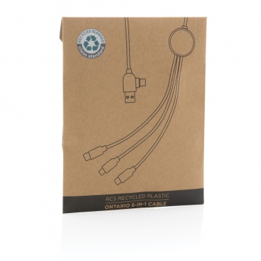 Logo trade promotional gift photo of: RCS recycled plastic Ontario 6-in-1 cable