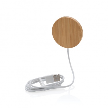 Logo trade promotional merchandise photo of: 10W bamboo magnetic wireless charger