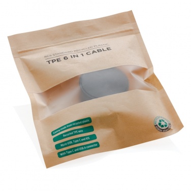 Logo trade promotional merchandise photo of: RCS standard recycled plastic and TPE 6-in-1 cable