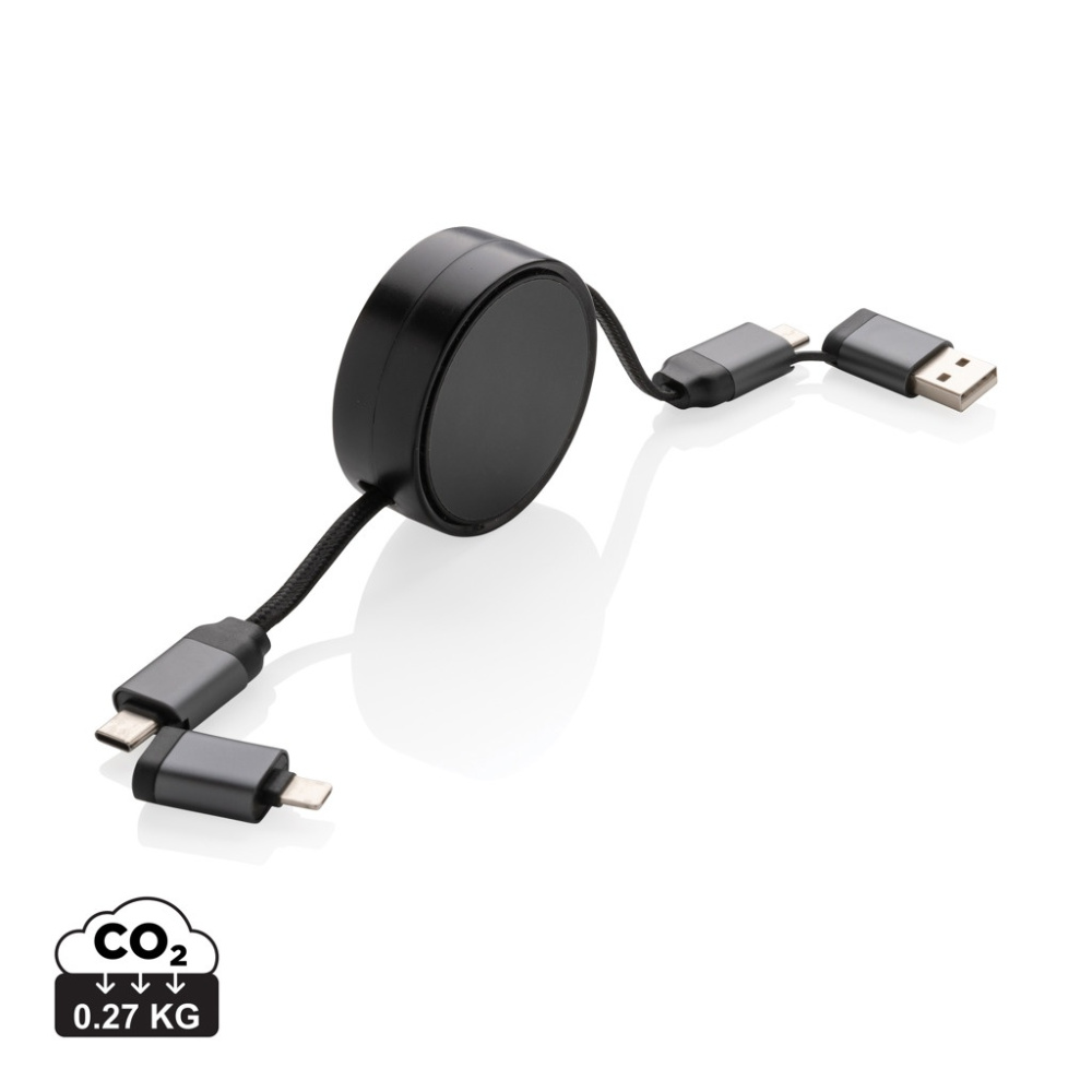 Logotrade promotional product picture of: Terra RCS recycled aluminium retractable 6 in 1 cable
