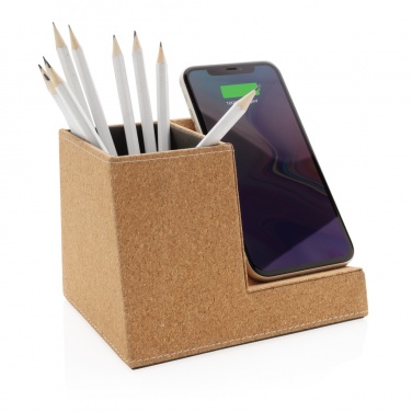 Logotrade promotional merchandise photo of: Cork pen holder and 5W wireless charger