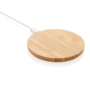 Logotrade promotional giveaway image of: Bamboo 5W round wireless charger