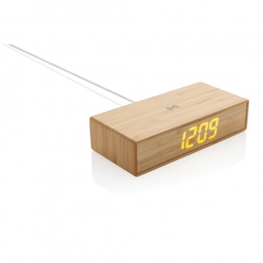 Logotrade corporate gifts photo of: Bamboo alarm clock with 5W wireless charger
