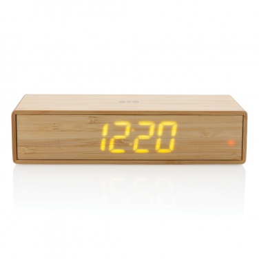 Logotrade promotional products photo of: Bamboo alarm clock with 5W wireless charger