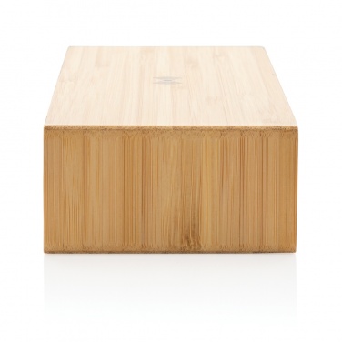 Logotrade promotional product picture of: Bamboo alarm clock with 5W wireless charger