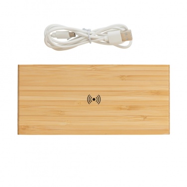 Logo trade promotional gifts picture of: Bamboo alarm clock with 5W wireless charger