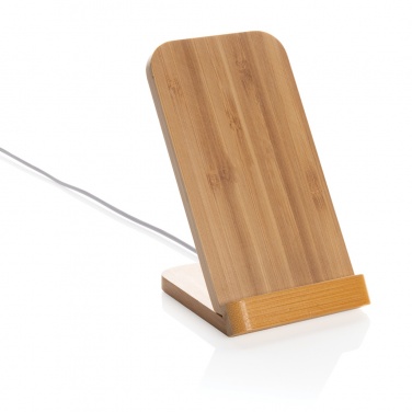 Logo trade corporate gift photo of: Bamboo 5W wireless charging stand