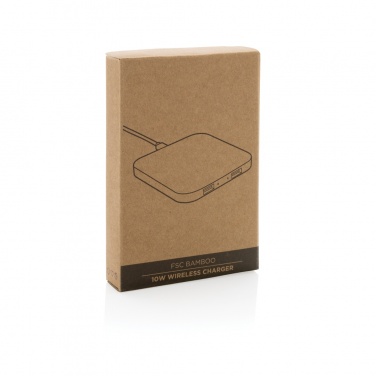 Logo trade promotional merchandise image of: Bamboo 10W wireless charger with USB
