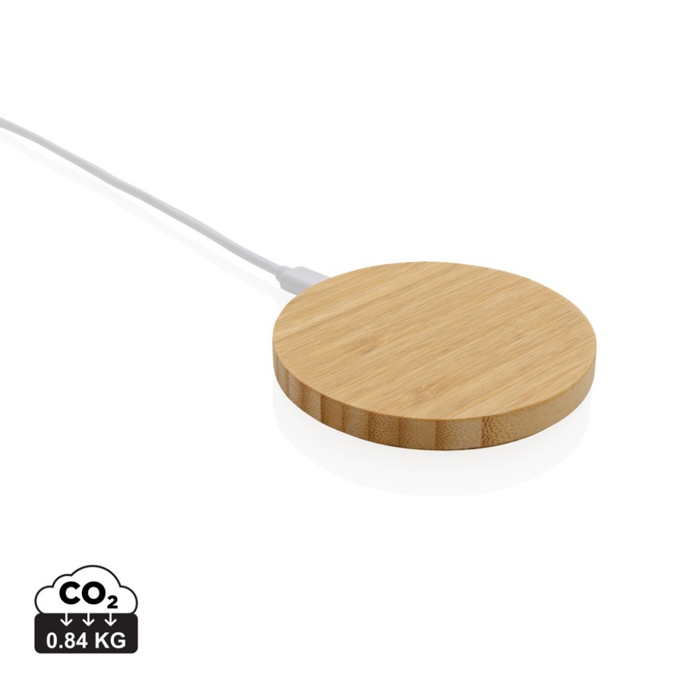 Logo trade promotional merchandise picture of: Bamboo 15W wireless charger