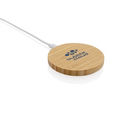 Logo trade promotional gift photo of: Bamboo 15W wireless charger