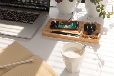 Logotrade promotional gift image of: Bamboo desk organiser 10W wireless charger