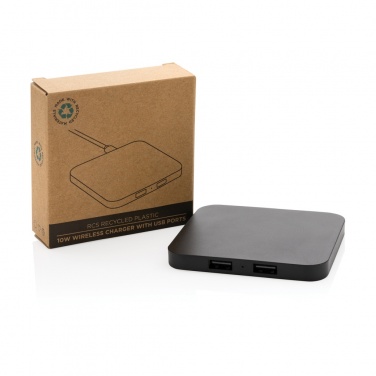 Logotrade promotional merchandise photo of: RCS recycled plastic 10W Wireless charger with USB Ports