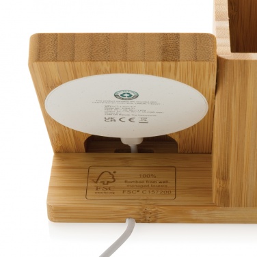 Logo trade business gift photo of: Calgary bamboo 10W wireless charger