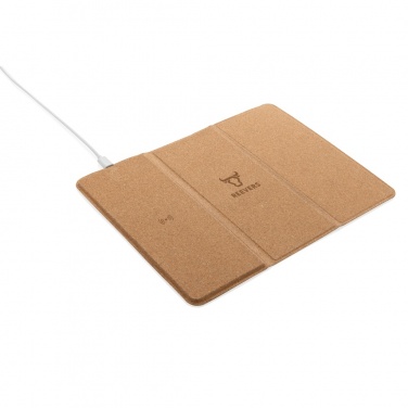 Logo trade promotional items image of: 10W wireless charging cork mousepad and stand