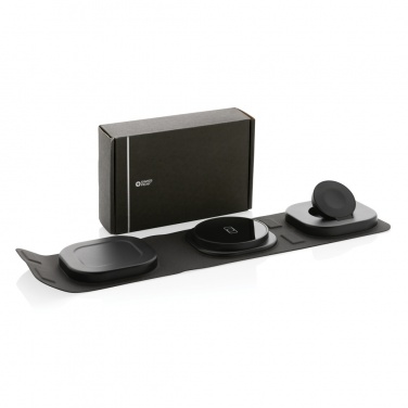 Logo trade business gift photo of: Swiss Peak RCS rplastic 3-in-1 wireless 15W travel charger