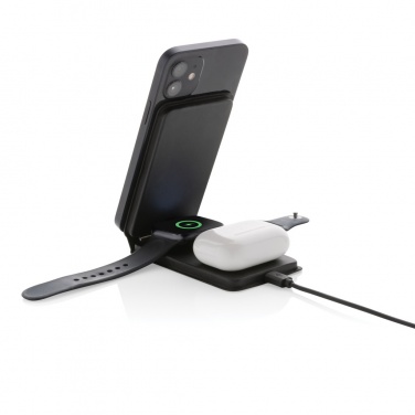 Logo trade promotional products image of: Swiss Peak RCS rPU 15W  3-in-1 magnetic wireless charger