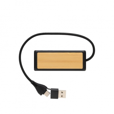 Logotrade corporate gift picture of: Link RCS recycled plastic and bamboo dual Input USB hub