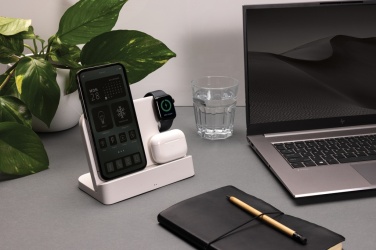 Logotrade promotional products photo of: Joltz RCS recycled plastic dual 15W charger with iWatch slot