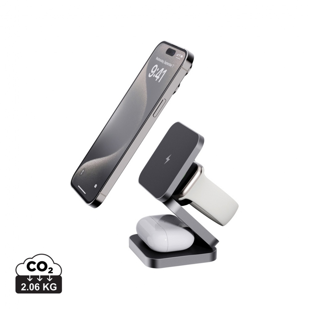 Logo trade promotional items picture of: Terra RCS recycled aluminum foldable 3 in 1 15W charger